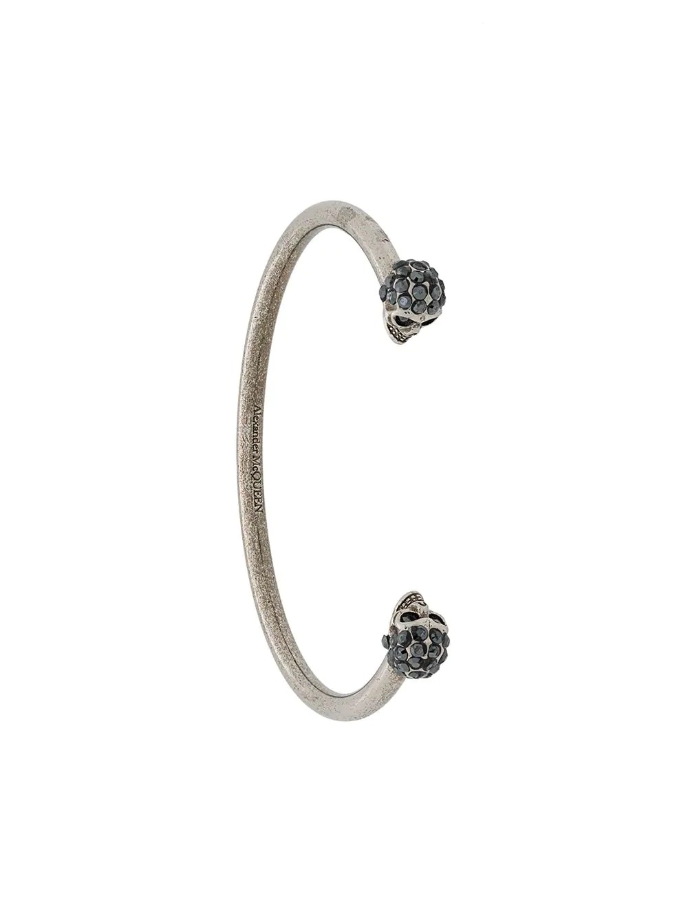 Silver Thin Twin Skull Bracelet